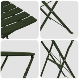 Berkfield Home 3-Piece Folding Bistro Set - Dark Green Steel - thumbnail 8