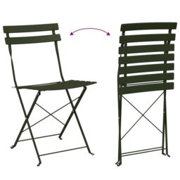 Berkfield Home 3-Piece Folding Bistro Set - Dark Green Steel - thumbnail 9