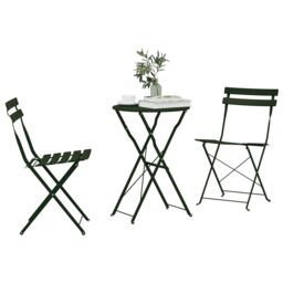 Berkfield Home 3-Piece Folding Bistro Set - Dark Green Steel - thumbnail 3