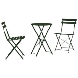Berkfield Home 3-Piece Folding Bistro Set - Dark Green Steel - thumbnail 2