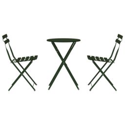 Berkfield Home 3-Piece Folding Bistro Set - Dark Green Steel - thumbnail 7