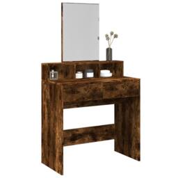 Berkfield Home Beautiful Dressing Table with Mirror Smoked Oak 80x41x144.5 cm in Brown - thumbnail 2