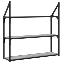 Berkfield Home 3-Tier Wall Shelf Grey Sonoma 80x21x78.5 cm Engineered Wood - thumbnail 6
