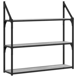 Berkfield Home 3-Tier Wall Shelf Grey Sonoma 80x21x78.5 cm Engineered Wood - thumbnail 2