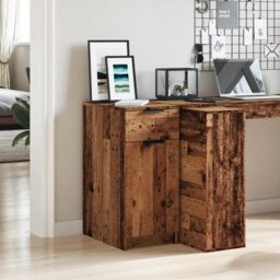 Berkfield Home Desk Cabinet Old Wood 33x50x75 cm Engineered Wood in Brown - Size: 33 x 50 x 75 cm - thumbnail 3