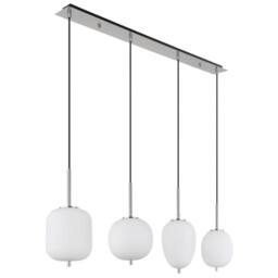 Netlighting Blacky I Bar Pendant Ceiling Light Nickel Matt Opal Glass Shade 4x E14 in Grey - thumbnail 2