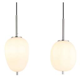 Netlighting Blacky I Bar Pendant Ceiling Light Nickel Matt Opal Glass Shade 4x E14 in Grey - thumbnail 3