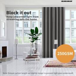 VOGREX 167x183cm 2 Panels Thermal Blockout Eyelet Curtains in Grey - Size: 167x183 cm - thumbnail 3