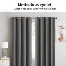 VOGREX 167x183cm 2 Panels Thermal Blockout Eyelet Curtains in Grey - Size: 167x183 cm - thumbnail 5