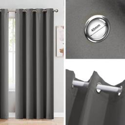 VOGREX 167x183cm 2 Panels Thermal Blockout Eyelet Curtains in Grey - Size: 167x183 cm - thumbnail 6