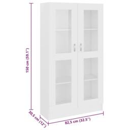 Berkfield Home Vitrine Cabinet White 82.5x30.5x150 cm Engineered Wood - thumbnail 8