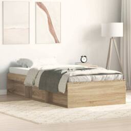 Berkfield Home Bed Frame Sonoma Oak 75x190 cm Small Single in Light Tan - thumbnail 2