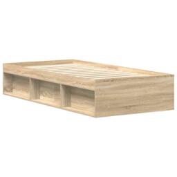Berkfield Home Bed Frame Sonoma Oak 75x190 cm Small Single in Light Tan - thumbnail 3