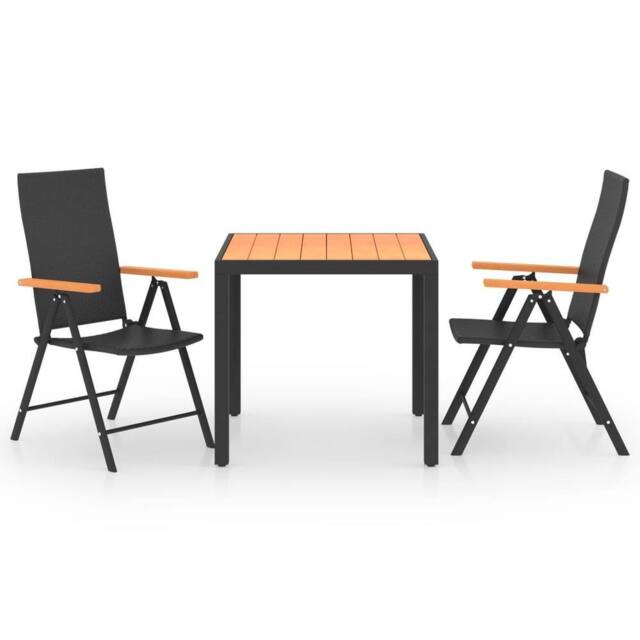 Berkfield Home 3 Piece Garden Dining Set Black & Brown - image 1