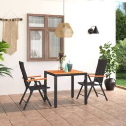 Berkfield Home 3 Piece Garden Dining Set Black & Brown - thumbnail 2