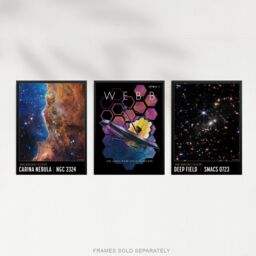 Artery8 Wall Art Print Pack of 3 NASA James Webb Exoplanet Travel Carina Nebula Cosmic Cliffs Deep Field Images Large Poster Set - thumbnail 3