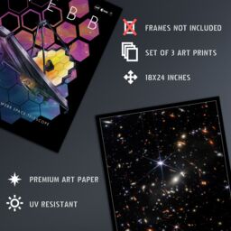 Artery8 Wall Art Print Pack of 3 NASA James Webb Exoplanet Travel Carina Nebula Cosmic Cliffs Deep Field Images Large Poster Set - thumbnail 2
