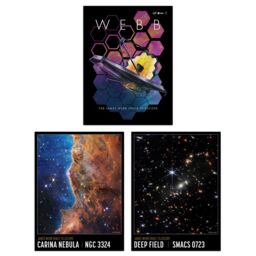 Artery8 Wall Art Print Pack of 3 NASA James Webb Exoplanet Travel Carina Nebula Cosmic Cliffs Deep Field Images Large Poster Set - thumbnail 1