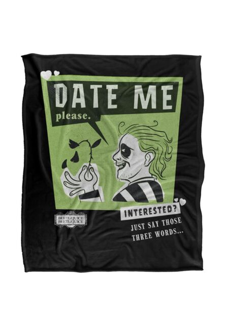 Warner Brothers Beetlejuice 2 50x60 Date Me Silky Touch Super Soft Throw Blanket in White - image 1