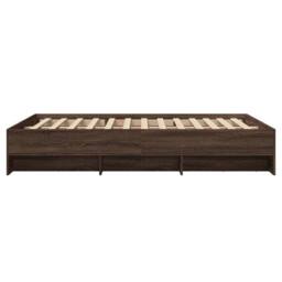 Berkfield Home Bed Frame without Mattress Brown Oak 140x190 cm Engineered Wood - thumbnail 6