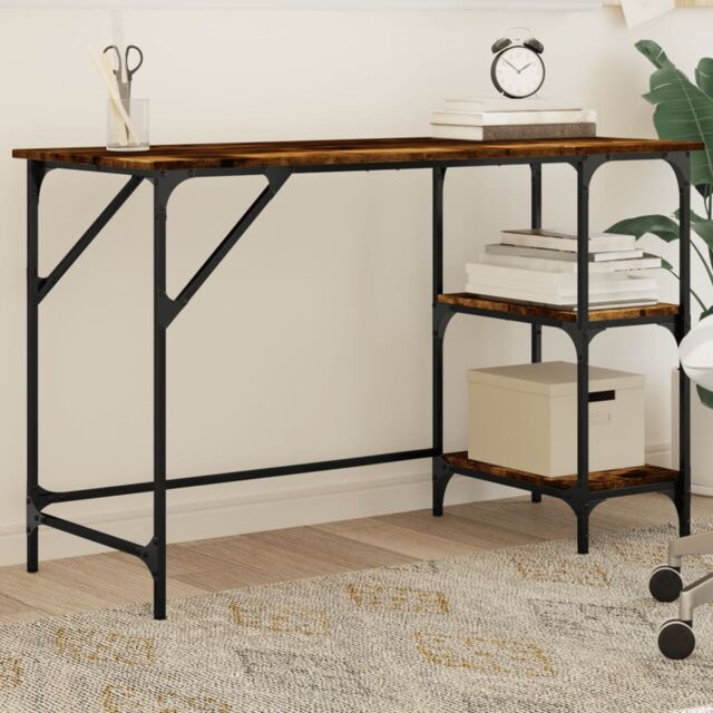 Berkfield Home Desk Smoked Oak 120x50x75 cm Metal & Engineered Wood in Brown - Size: 120 x 50 x 75 cm - image 1