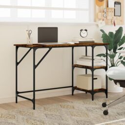 Berkfield Home Desk Smoked Oak 120x50x75 cm Metal & Engineered Wood in Brown - Size: 120 x 50 x 75 cm - thumbnail 3
