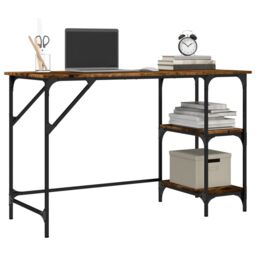 Berkfield Home Desk Smoked Oak 120x50x75 cm Metal & Engineered Wood in Brown - Size: 120 x 50 x 75 cm - thumbnail 4