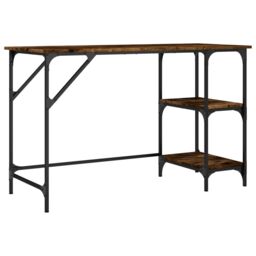 Berkfield Home Desk Smoked Oak 120x50x75 cm Metal & Engineered Wood in Brown - Size: 120 x 50 x 75 cm - thumbnail 2