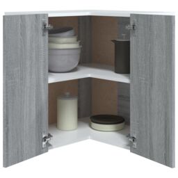 Berkfield Home Hanging Corner Cabinet Grey Sonoma 57x57x60 cm Engineered Wood - Size: 57 x 57 x 60 cm - thumbnail 4