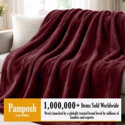 Pamposh Extra Large Flannel Fleece Blankets Reversible Cozy Bed & Sofa Throw in Burgundy - Size: Small - thumbnail 3