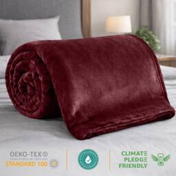 Pamposh Extra Large Flannel Fleece Blankets Reversible Cozy Bed & Sofa Throw in Burgundy - Size: Small - thumbnail 7
