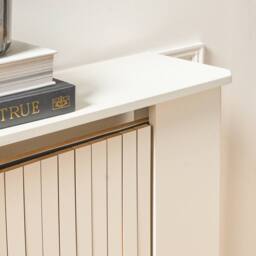 OHS Ribbed Small Radiator Cover Slatted Engineered Wood in Cream - thumbnail 2