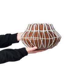 Wyld and Coco Stonewear Terracotta Vase with Rattan Braid Natural Brown - thumbnail 3