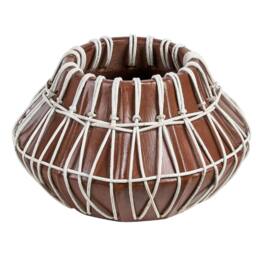 Wyld and Coco Stonewear Terracotta Vase with Rattan Braid Natural Brown - thumbnail 2