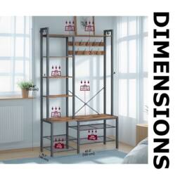Pirlo Plush Entryway Hall Tree Coat Rack Stand With Shoe Storage & Shelves in Brown - thumbnail 5