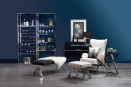 Orsina Console Table With Silver Frame, Small Table With White Porcelain Shelves, Luxe Hallway Table For Livingroom - thumbnail 2