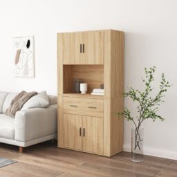 Berkfield Home Highboard Sonoma Oak Engineered Wood in Brown - thumbnail 1