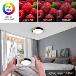 Goeco LED Ceiling Light Round, 24W, 6500K, 30cm, Round, Modern, for Bedroom in Black - thumbnail 7