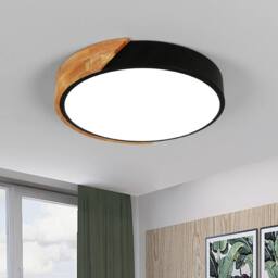Goeco LED Ceiling Light Round, 24W, 6500K, 30cm, Round, Modern, for Bedroom in Black