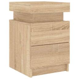 Berkfield Home Beautiful Bedside Cabinets with LED Lights 2 pcs Sonoma Oak 35x39 in Natural - thumbnail 6