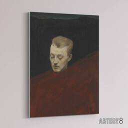 "Artery8 Magnus Enckell Portrait of Bruno Aspelin Canvas Wall Art Print in Red - Size: W12"" x H16""" - thumbnail 2