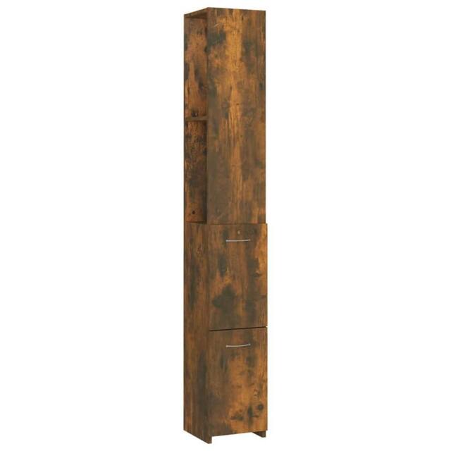 Berkfield Home Bathroom Cabinet Smoked Oak 25x26.5x170 cm Engineered Wood in Brown - image 1