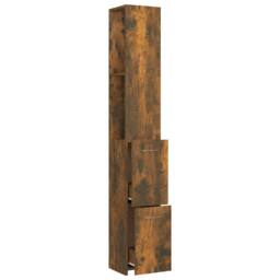 Berkfield Home Bathroom Cabinet Smoked Oak 25x26.5x170 cm Engineered Wood in Brown - thumbnail 7