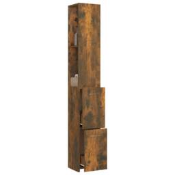 Berkfield Home Bathroom Cabinet Smoked Oak 25x26.5x170 cm Engineered Wood in Brown - thumbnail 4