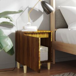 Berkfield Home Bed Cabinets with Solid Wood Legs 2 pcs Brown Oak 40x30x50 cm - Size: 40 x 30 x 50 cm - thumbnail 3