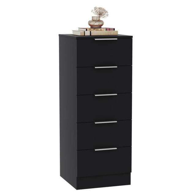 Kelvenix black Modern Bedroom 5 Drawer Narrow Chest Cabinet - Size: 0.6m2 - image 1