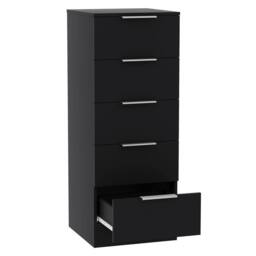 Kelvenix black Modern Bedroom 5 Drawer Narrow Chest Cabinet - Size: 0.6m2 - thumbnail 4