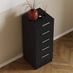 Kelvenix black Modern Bedroom 5 Drawer Narrow Chest Cabinet - Size: 0.6m2 - thumbnail 5