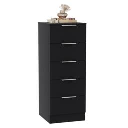 Kelvenix black Modern Bedroom 5 Drawer Narrow Chest Cabinet - Size: 0.6m2
