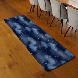 Benjamin Tate Design Dark Blue Sky With Gold Foil Constellations Runner Rug in Natural - Size: 67 cm x 230 cm - thumbnail 2